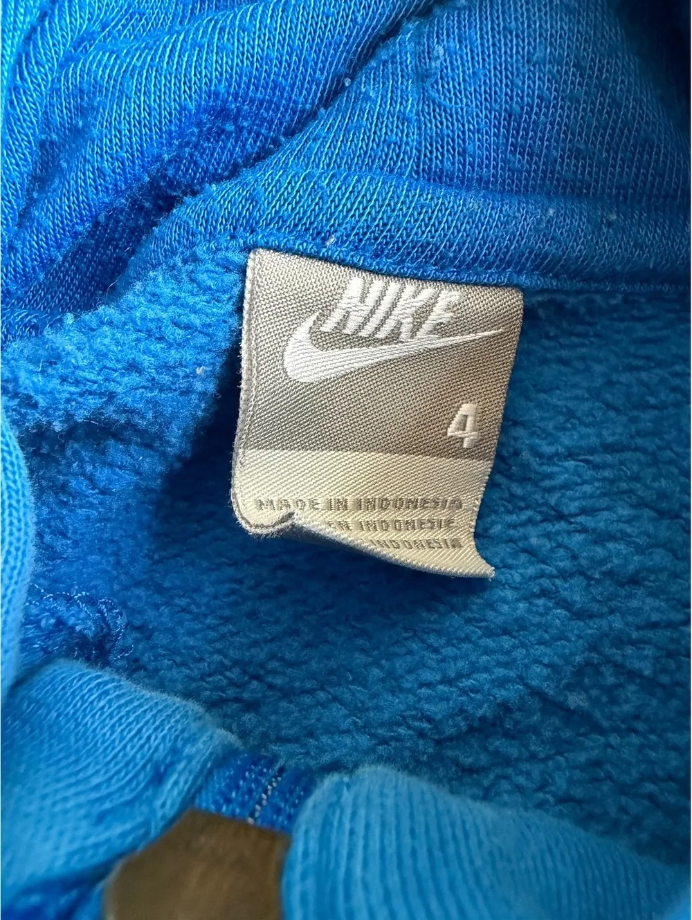Vintage Y2K Nike Spellout Zip Up Hoodie Sweatshirt Blue Boys Size 4